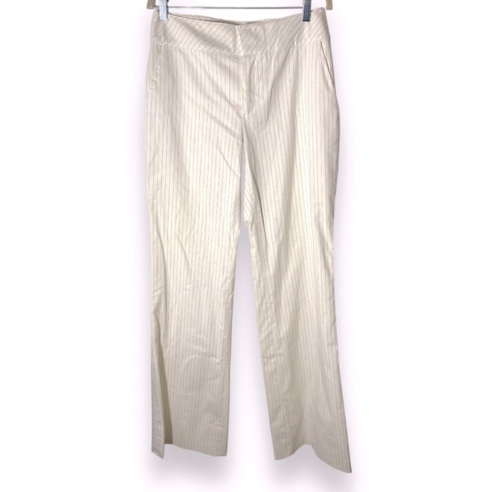 Banana Republic‎ Cream Pinstripe Harrison Wide Leg Pants with Stretch 10